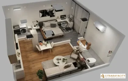 desain apartemen satu kamar tidur